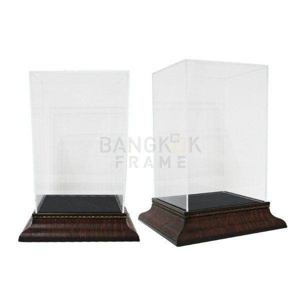 กรอบกล่องใสโชว์สินค้าฐานไม้